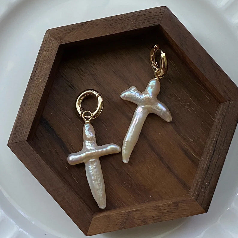 Cross Pearl Earrings Travel