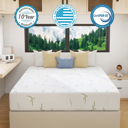 RV Mattress, 10 Inch Short Queen Size Mattress for Rvs, Cooling Memory Foam Mattress, Campers Trailers Mattress in a Box, Made in USA