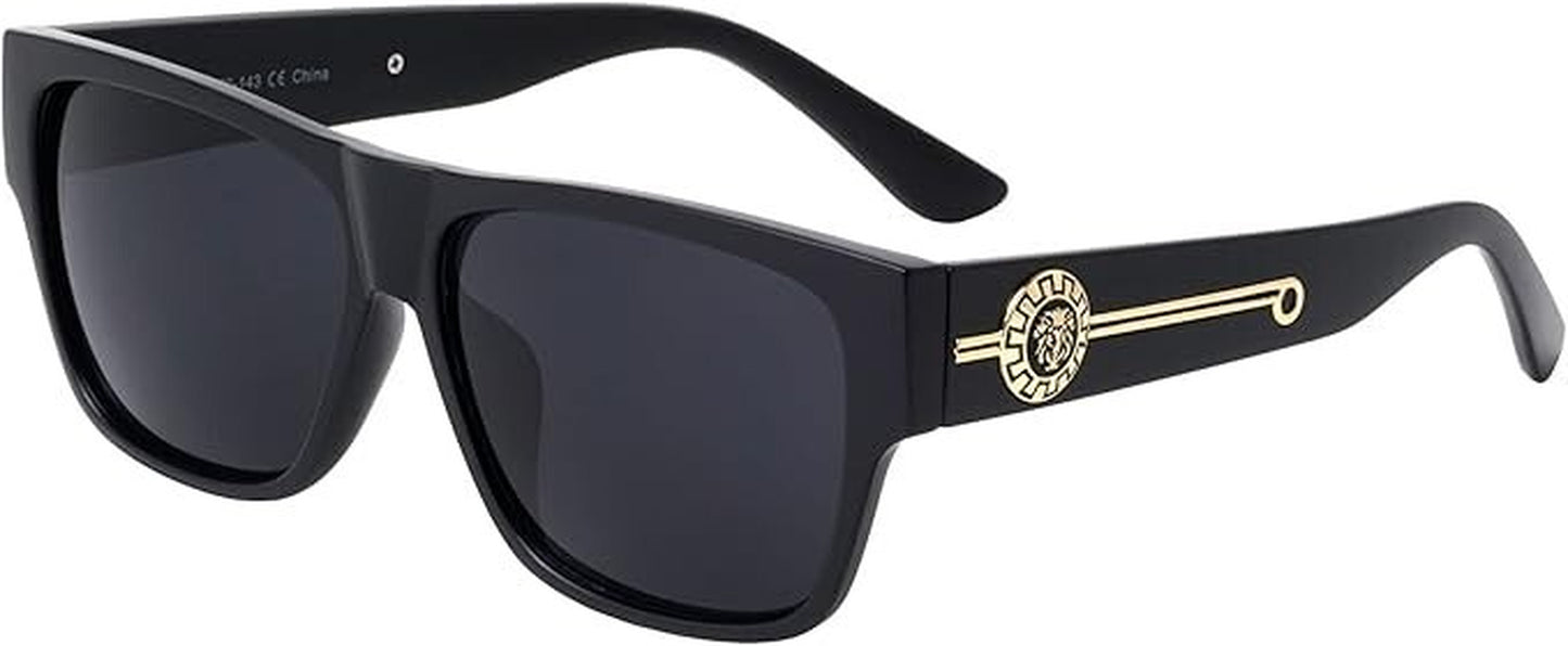 Men Sunglasses Fashion Design Tortoise Black Frame Hip Hop Style Square Shades