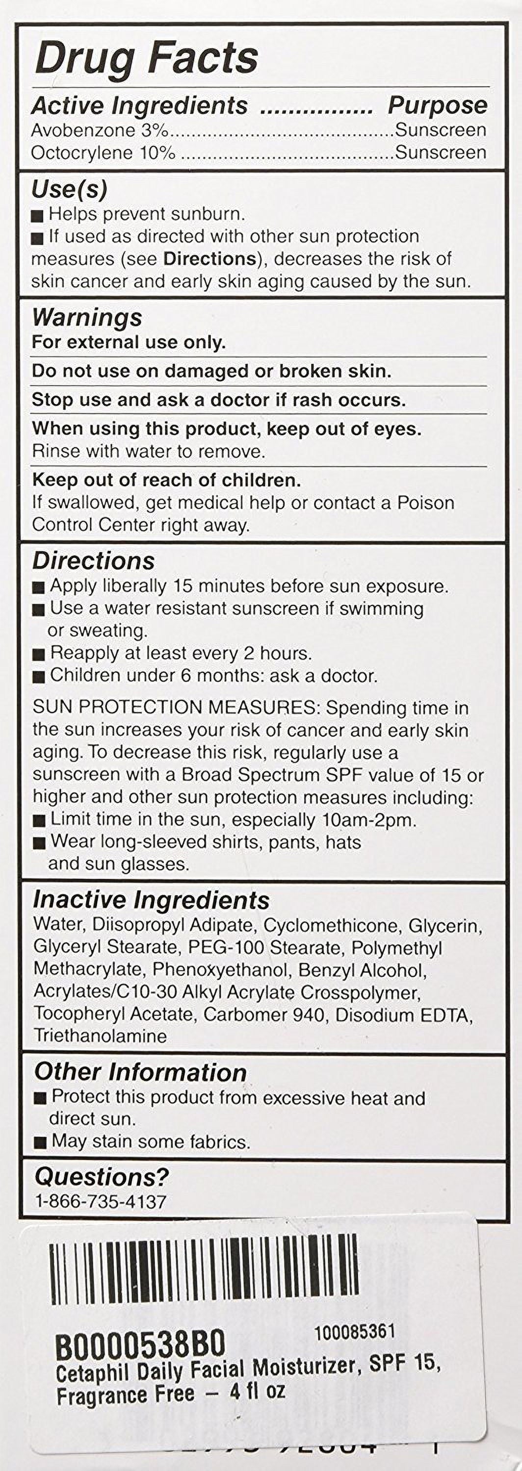 Daily Facial Moisturizer SPF 15 Sunscreen, Fragrance Free, 4 Oz