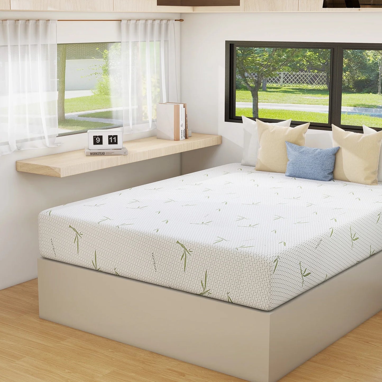 RV Mattress, 10 Inch Short Queen Size Mattress for Rvs, Cooling Memory Foam Mattress, Campers Trailers Mattress in a Box, Made in USA