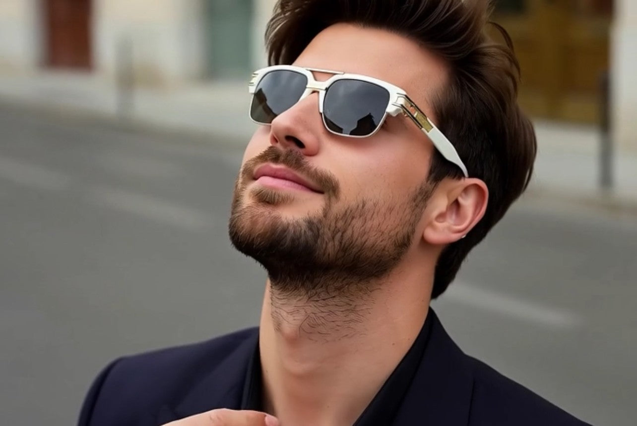 Designer Men Sunglasses Fashion Square Gold Hip Hop Model New Style Shades Blue