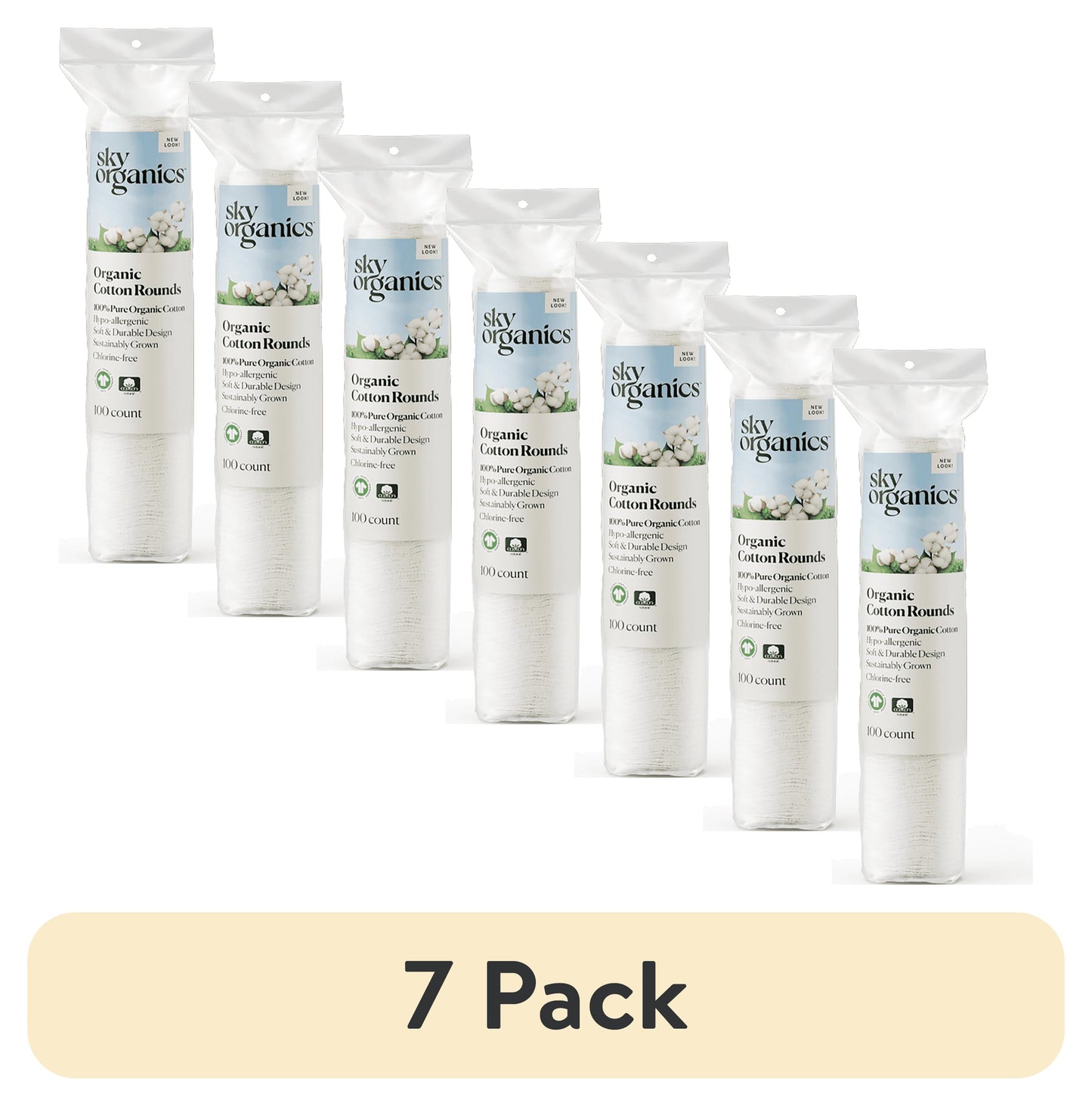(7 Pack)  Cruelty-Free 100% Biodegradable Cotton Rounds, 100 Count
