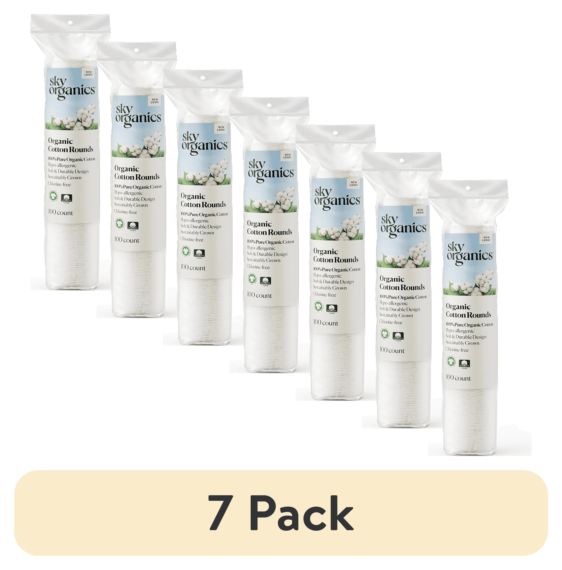 (7 Pack)  Cruelty-Free 100% Biodegradable Cotton Rounds, 100 Count