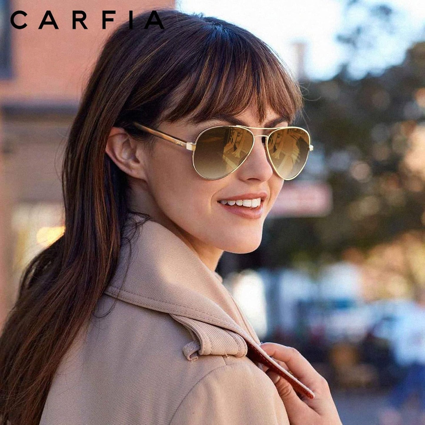 Polarized Sunglasses for Women UV Protection Acetate Arms Metal Frame Woman'S Shades CA3216