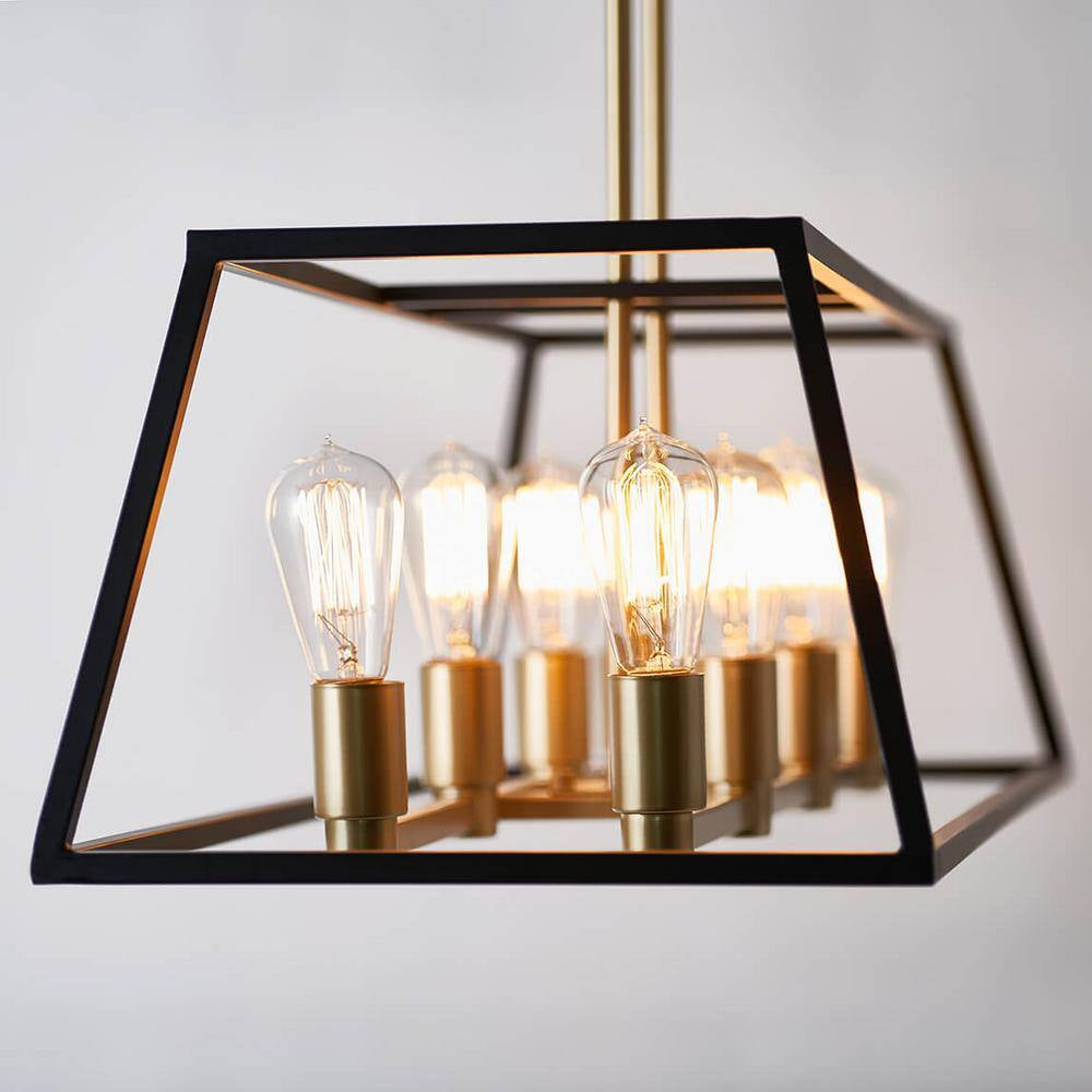 Carter 8-Light Black and Gold Farmhouse Chandelier Light Fixture for Dining Room or Kitchen