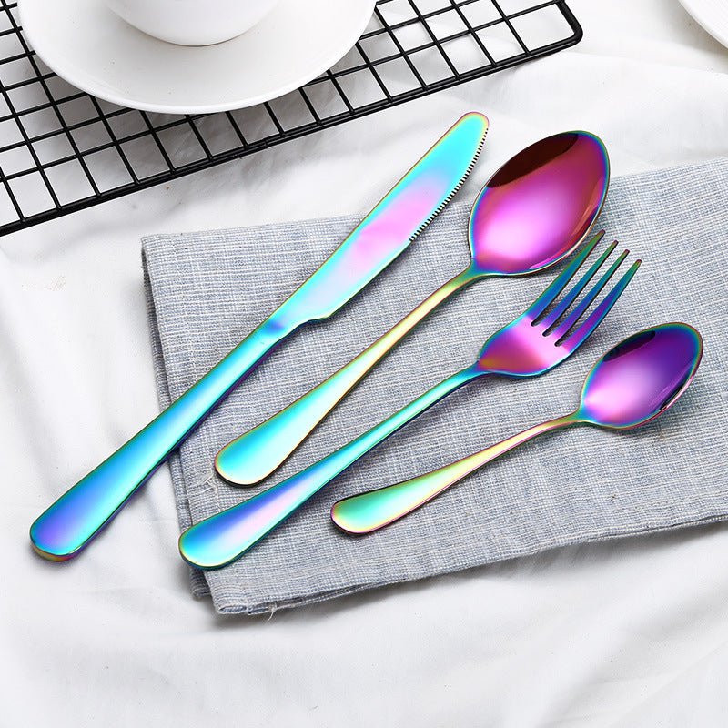 High Grade Tableware Set Black Gold Plated Stainless Steel Knife And Fork