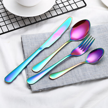 High Grade Tableware Set Black Gold Plated Stainless Steel Knife And Fork