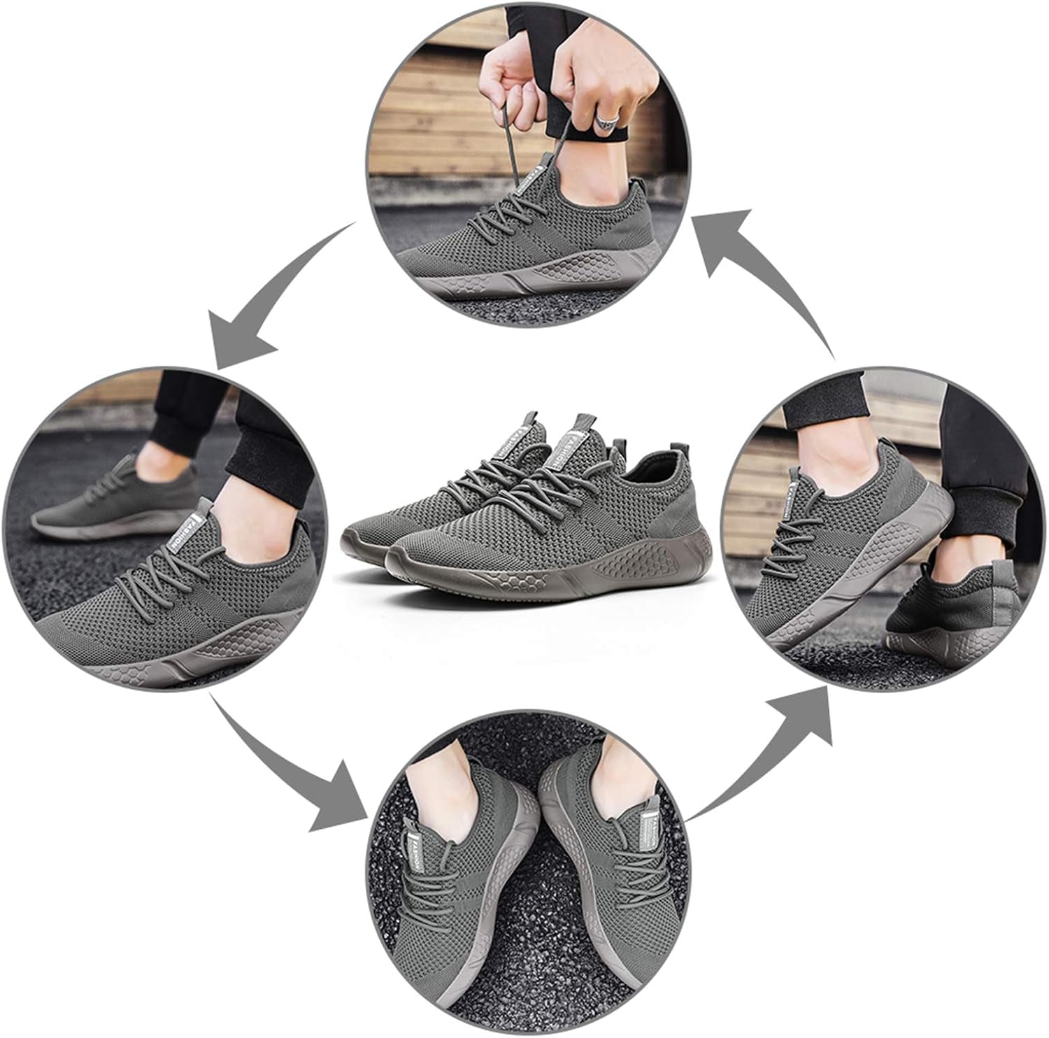 Men'S Sport Gym Running Shoes Walking Shoes Casual Lace up Lightweight