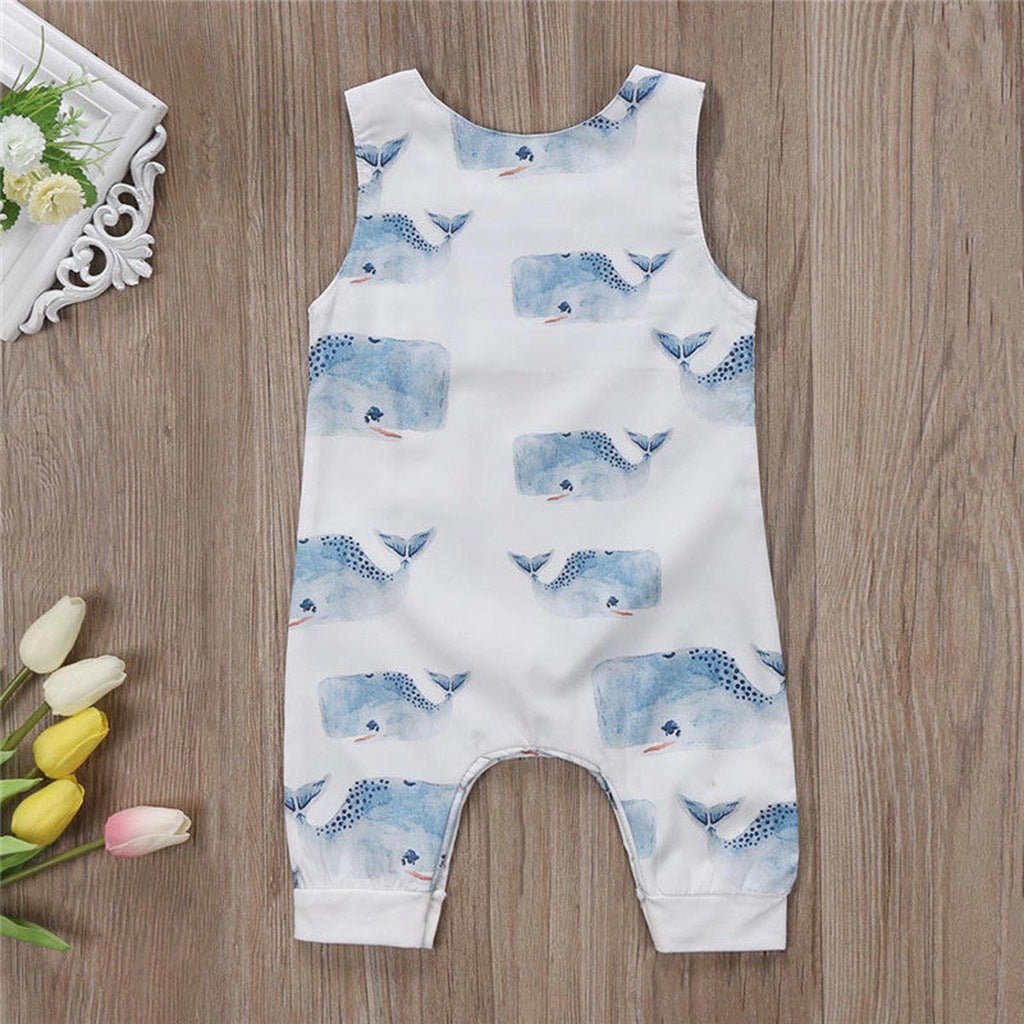 New Children's Big Head Whale Sleeveless Romper