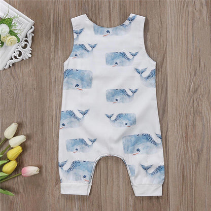 New Children's Big Head Whale Sleeveless Romper