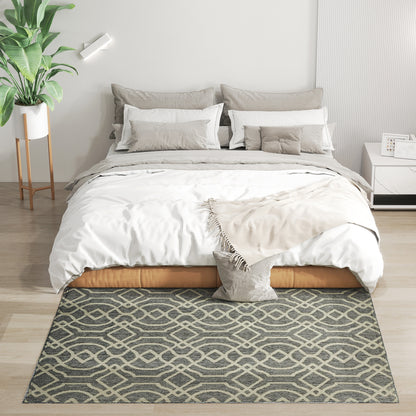 UV Resistant Indoor & Outdoor Area Rug, Easy-Cleaning Machine Washable Rug With Geometric Pattern For Patio, Garden, Kitchen, Bathroom Or Living Room, 170 X 120 Cm, Grey