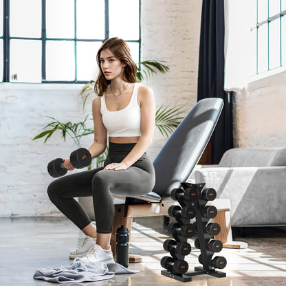 SPORTNOW Five-Tier Dumbbell Storage Rack, For Home Gym Exercise - Black
