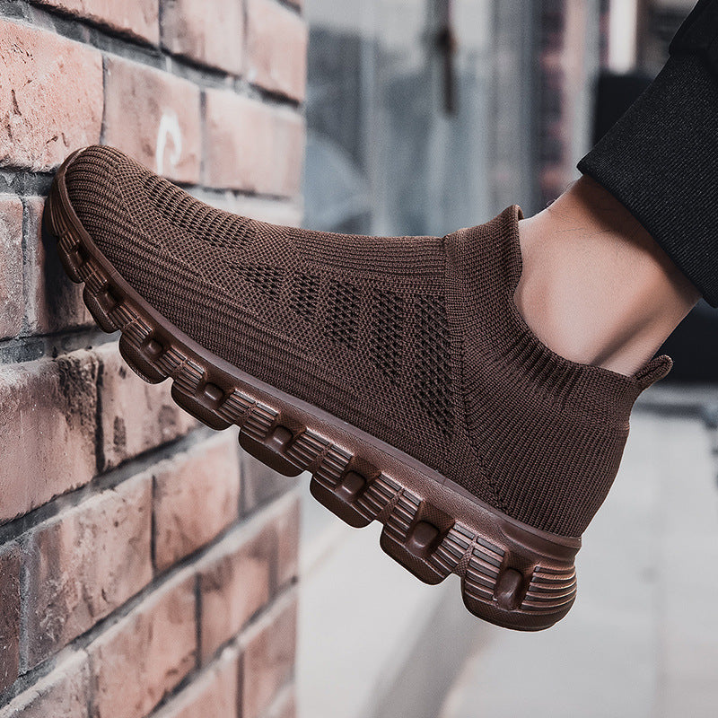 Casual Solid Color Flying Woven Sports Shoes Men Lightweight Breathable Summer Sneakers