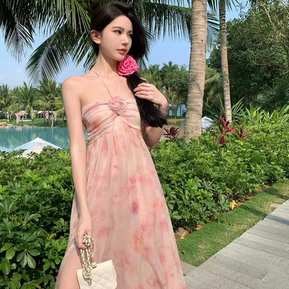 Halter Dress Women's Sexy Backless Yunnan Travel Wear
