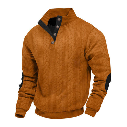 Stand Collar Long Sleeve Jacquard Knitted Pullover Sweater