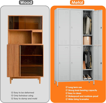 6 Doors Employee Locker With 18 Hooks,Industries Double Tier Metal Locker For School Office Gym Home Employees Staff Sundries Room