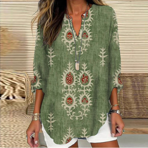 Cotton And Linen Loose Casual Stand Collar Shirt