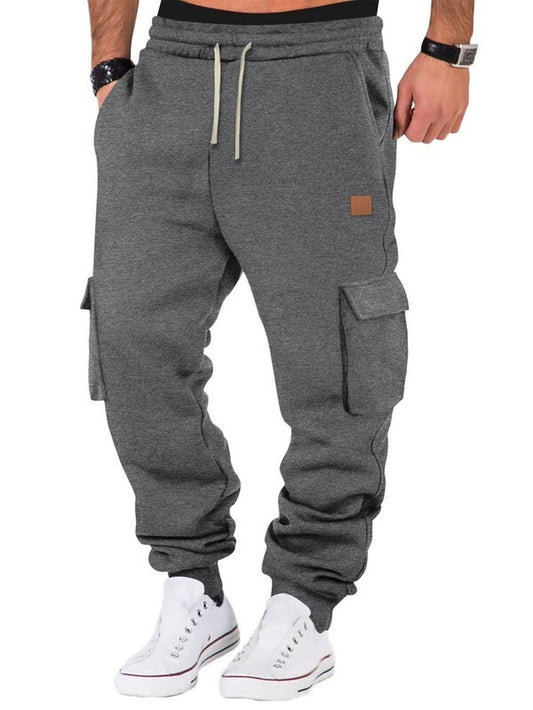 Men'S Winter Warm Activewear Cargo Track Pants Fleece Layer Joggers Sweatpants
