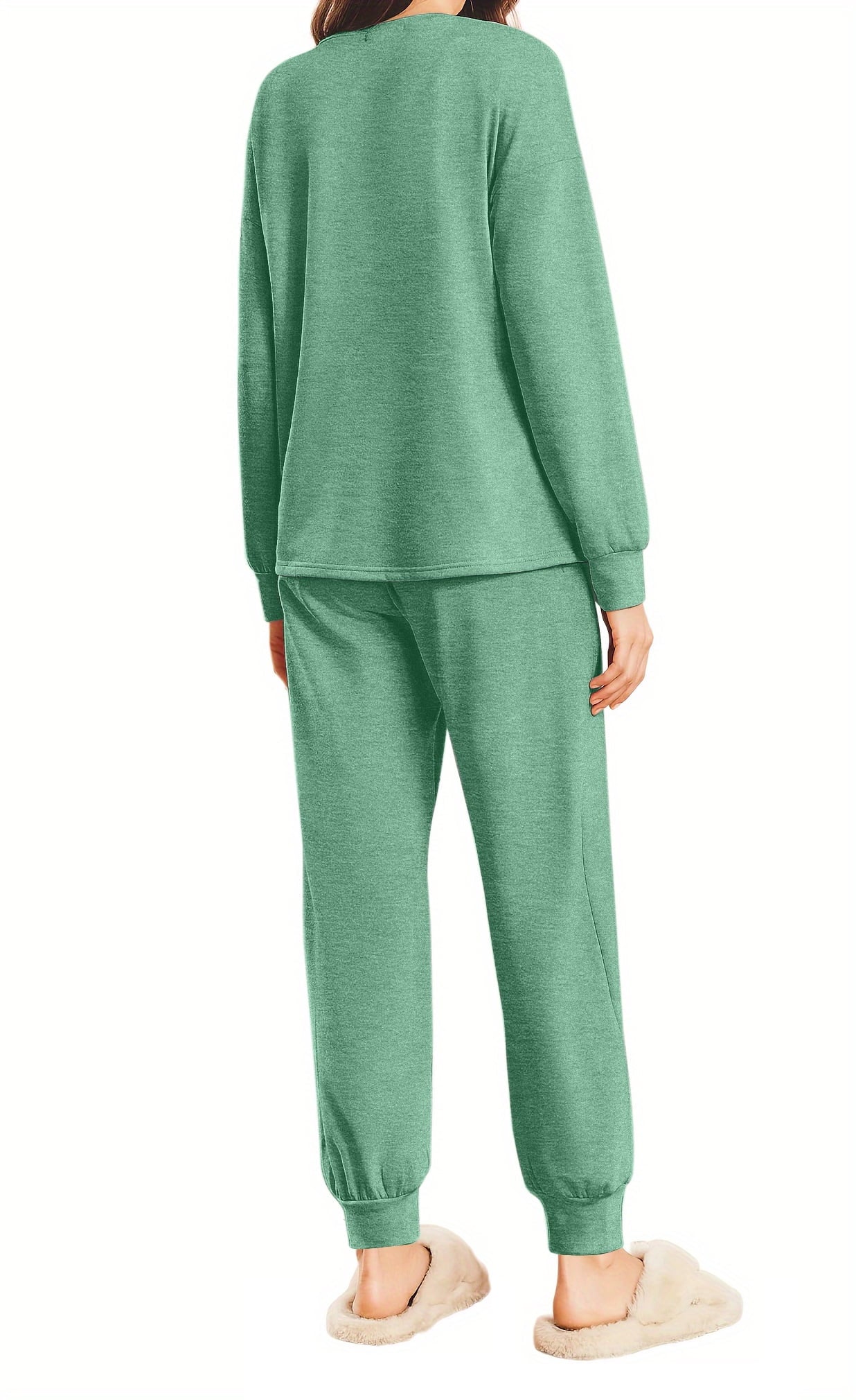 Womens Pajamas Sets Long Sleeve Top and Pant with Pockets Lounge Wear Set Oufits