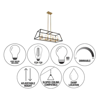 Carter 8-Light Black and Gold Farmhouse Chandelier Light Fixture for Dining Room or Kitchen