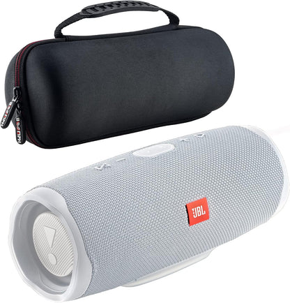 Charge 4 Portable Waterproof Wireless Bluetooth Speaker Bundle with Boomph Portable Hard Carrying Protective Case - White