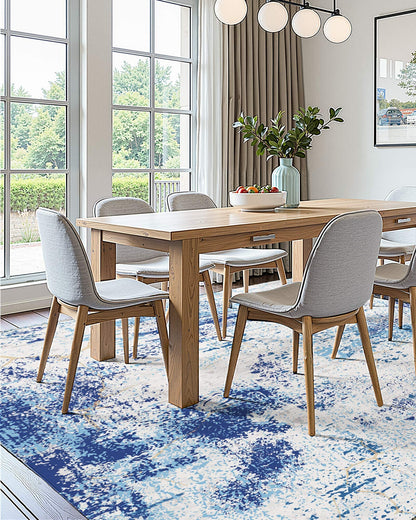 Area Rug, 5 X 7 Ft Large Washable Rug, Non-Slip And Tear-Resistant Soft Carpet, Pet Friendly Modern Area Rugs, Indoor Mat For Bedroom, Office, Living Room, Entryway, Blue