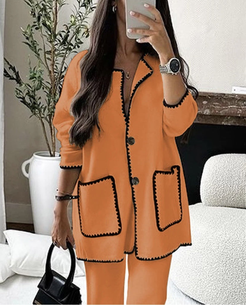 Women's Suit Fashion Casual Loose Solid Color Two-piece Set