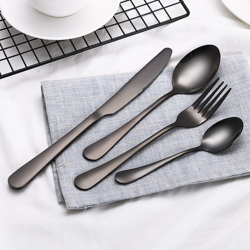 High Grade Tableware Set Black Gold Plated Stainless Steel Knife And Fork