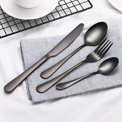 High Grade Tableware Set Black Gold Plated Stainless Steel Knife And Fork