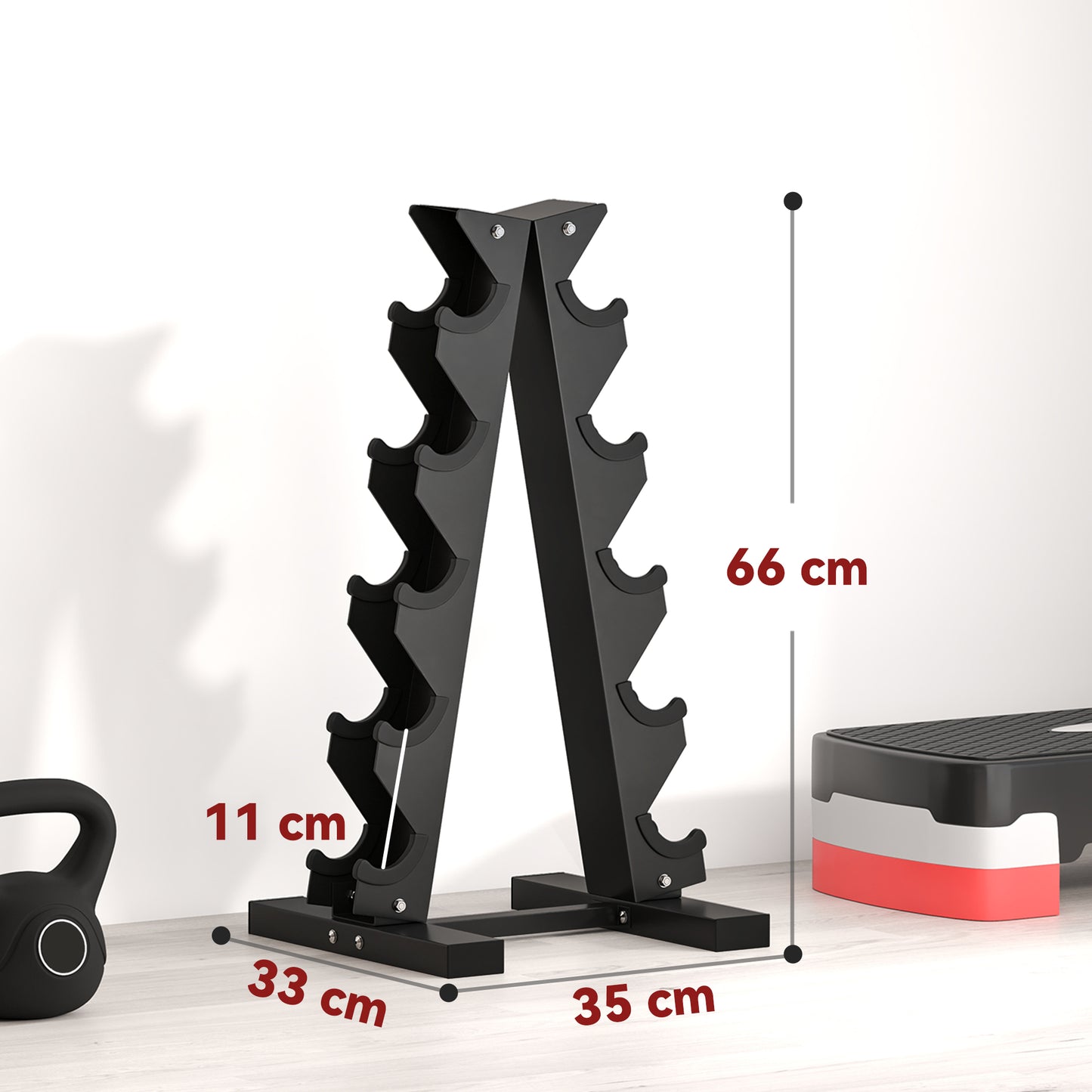 SPORTNOW Five-Tier Dumbbell Storage Rack, For Home Gym Exercise - Black