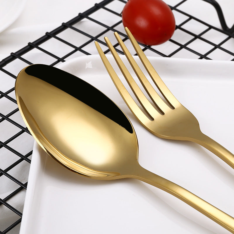 High Grade Tableware Set Black Gold Plated Stainless Steel Knife And Fork