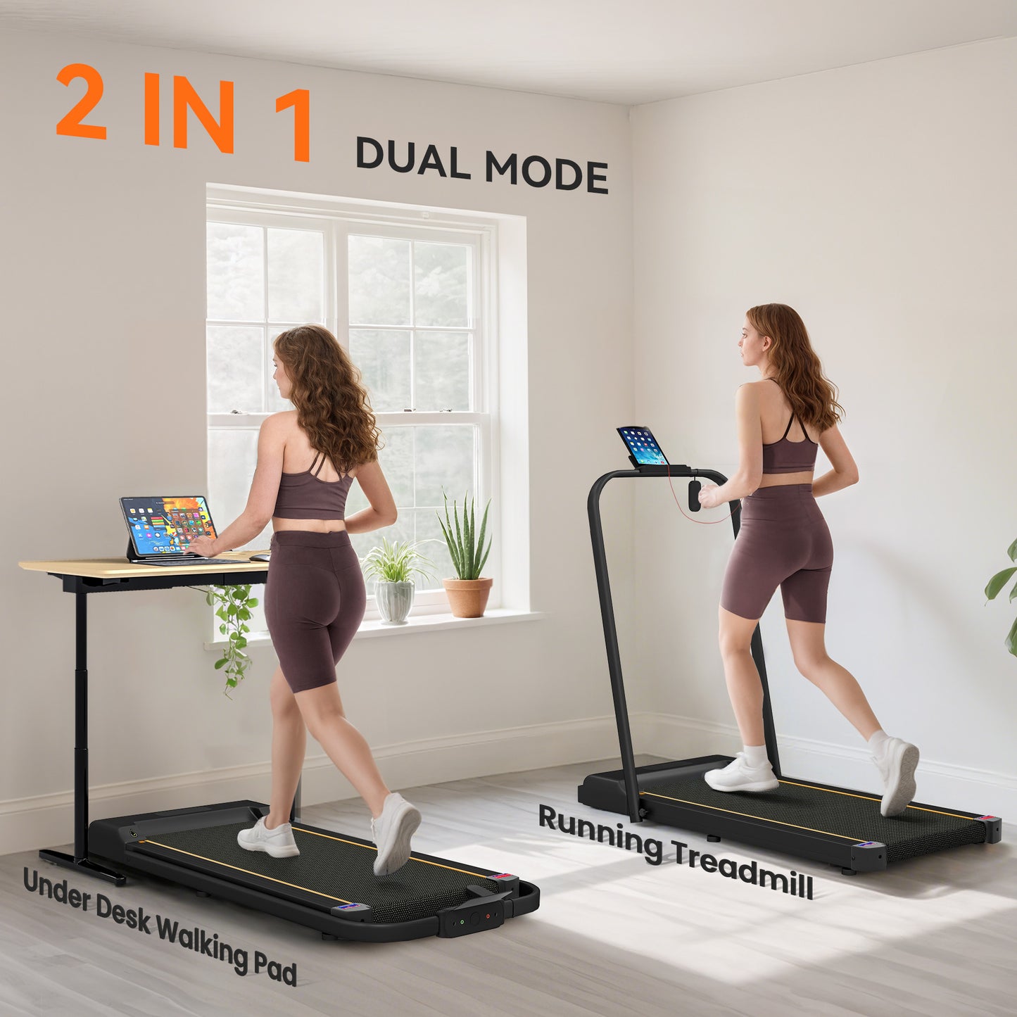 SPORTNOW 2.5HP Walking Pad, 1-6km/h Folding Treadmill With Remote Control And LED Display For Home Gym Office, Orange