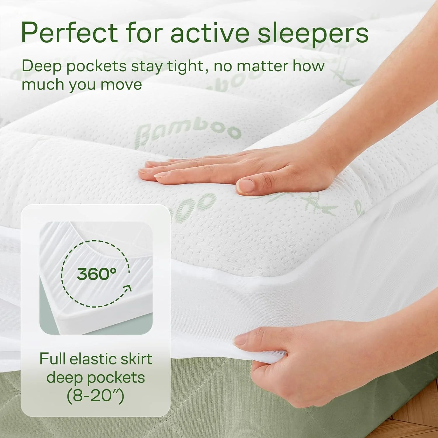 Bamboo Full Size Mattress Topper, Mattress Pad, Mattress Cover 54X75 Inches