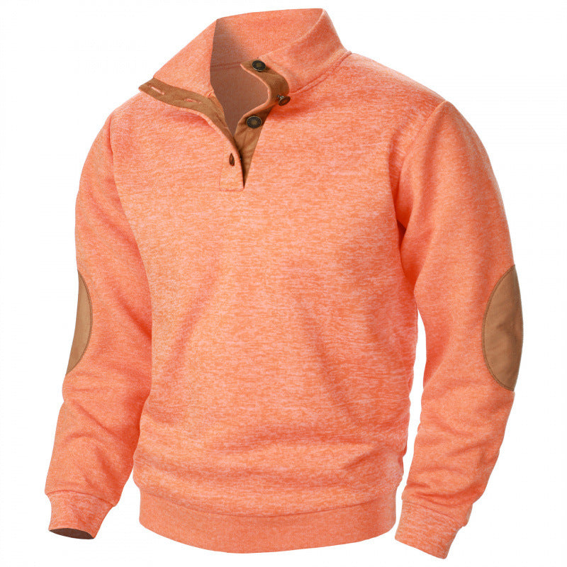 Men's Stand Collar Knitted Joint Stitching Casual Jacquard Cardigan Sweater