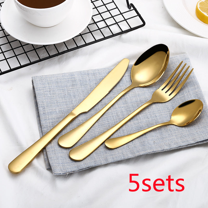 High Grade Tableware Set Black Gold Plated Stainless Steel Knife And Fork