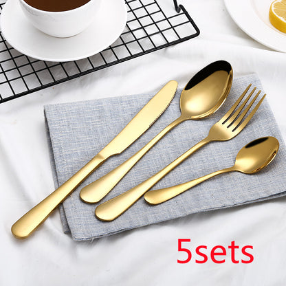 High Grade Tableware Set Black Gold Plated Stainless Steel Knife And Fork