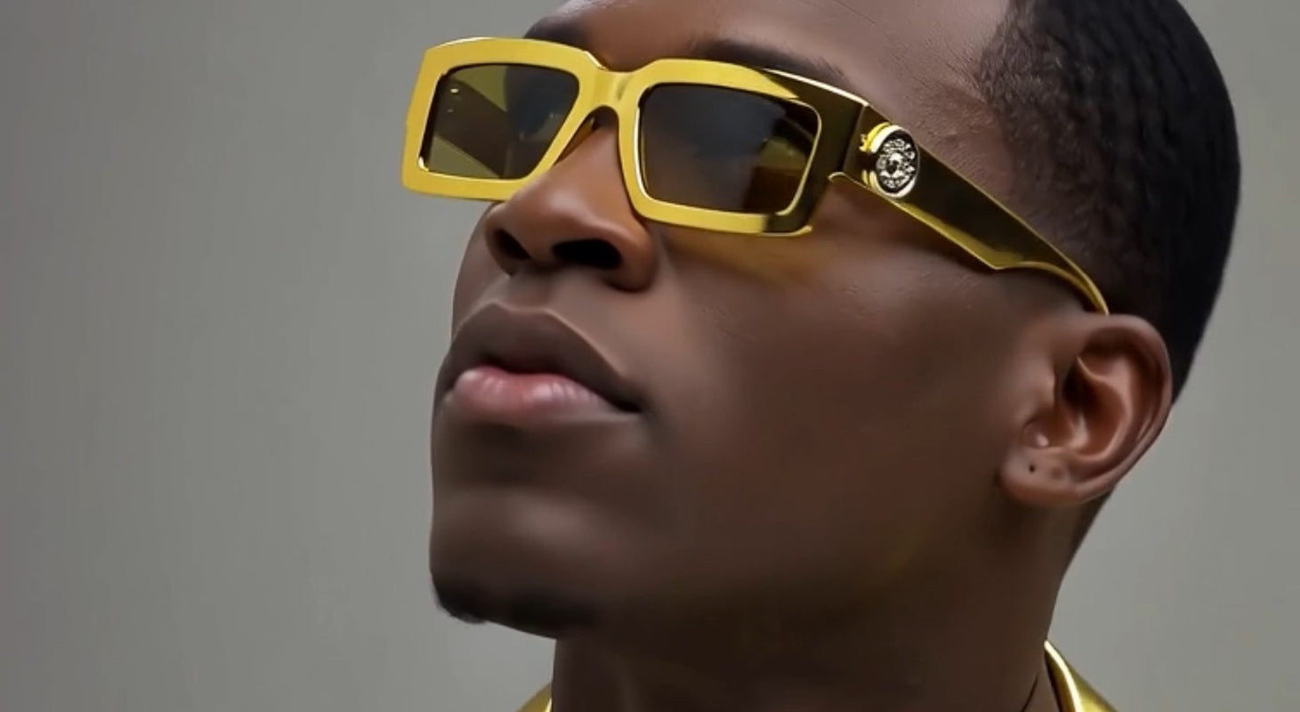 MEN SUNGLASSES HIP HOP SQUARE DESIGNER SHADES RETRO GOLD FRAME RAPPER FASHION