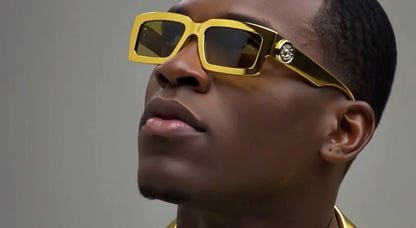 MEN SUNGLASSES HIP HOP SQUARE DESIGNER SHADES RETRO GOLD FRAME RAPPER FASHION