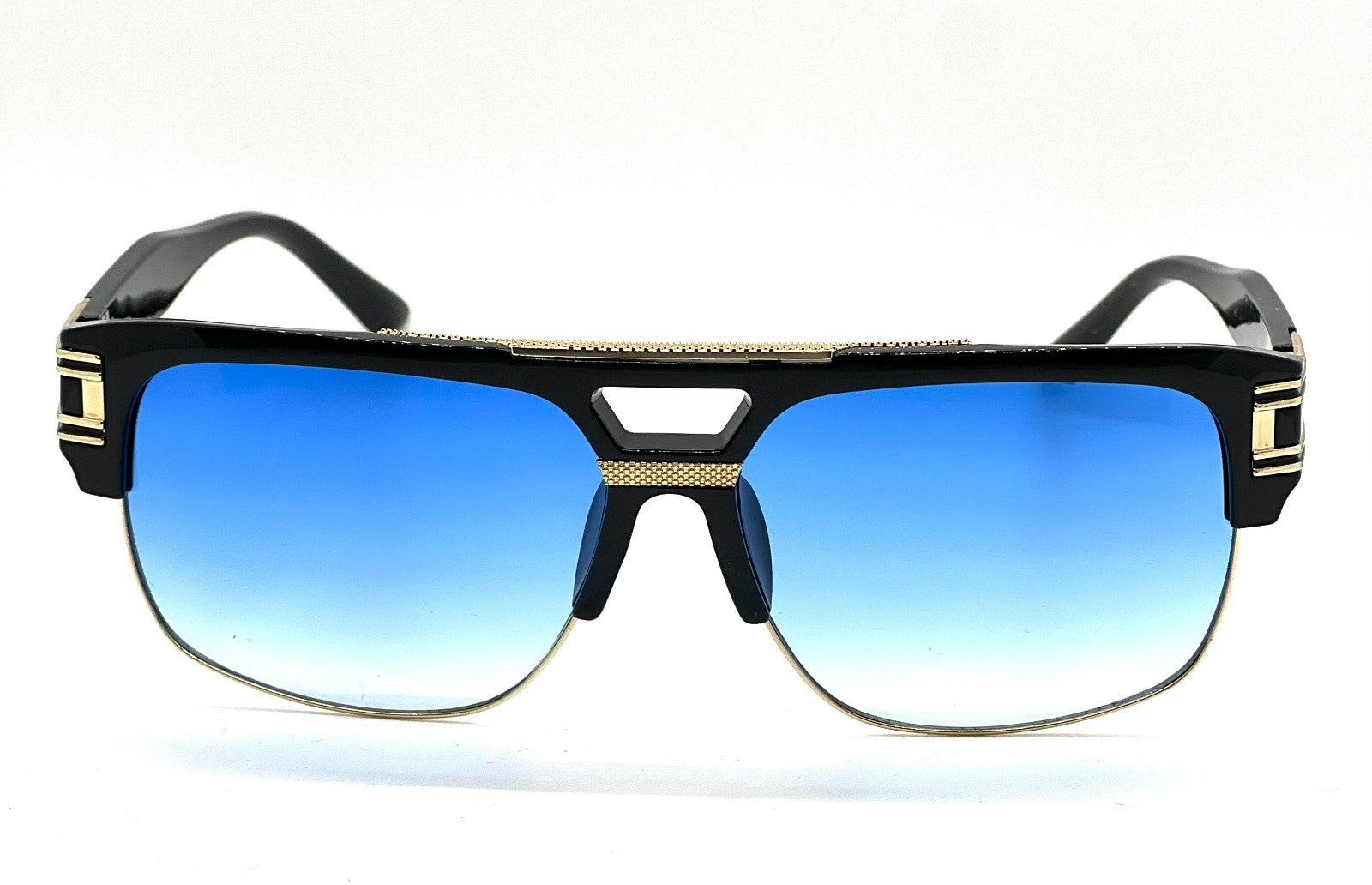 Designer Men Sunglasses Fashion Square Gold Hip Hop Model New Style Shades Blue