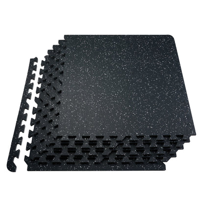 0.56 Inch Thick Gym Floor Mats, 25 Tiles Rubber Top With EVA Foam, 25" X 25" Gym Flooring Workout Mats With 100sq.ft Coverage, Interlocking Puzzle Gym Mats For Gym, Home, Garage, Black & White