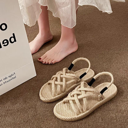 Braided Hemp Rope Sandals Female Student All-matching