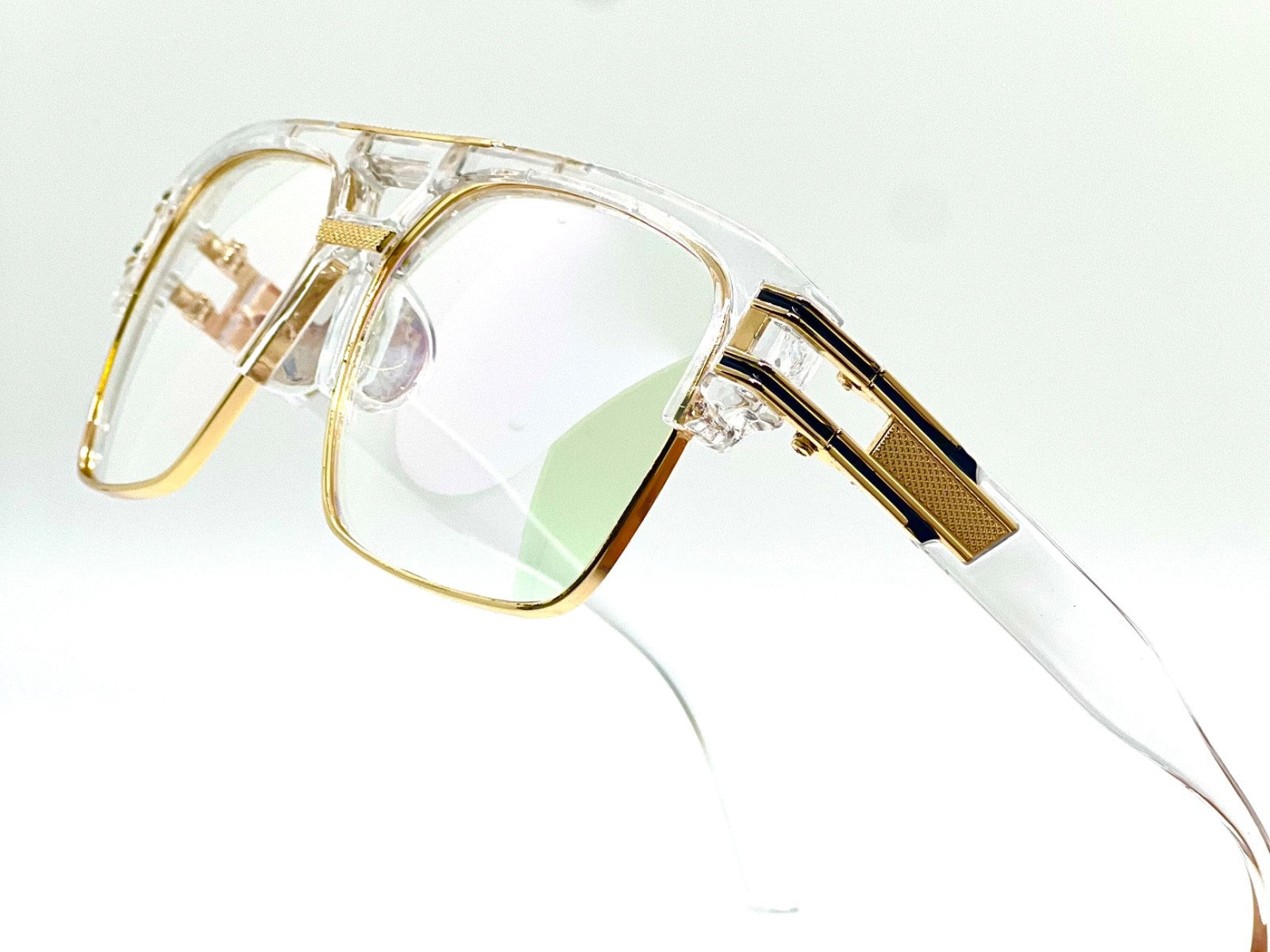 Designer Men Sunglasses Fashion Square Gold Hip Hop Model New Style Shades Blue