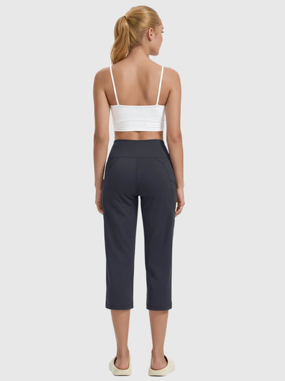 Capris Pants for Women High Waist Yoga Pants Women Athleisure Wide Legs with Pockets