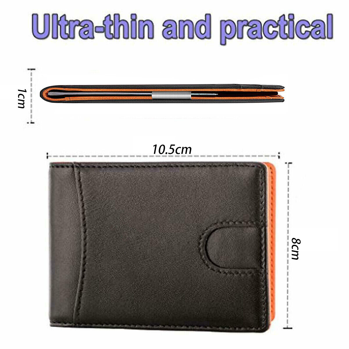 Mens Slim Leather Wallet with Money Clip RFID Blocking Bifold Credit Card Holder