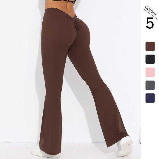 Solid Color Sanding V Waist High Waist Hip Lift Loose Casual Wide-leg Pants