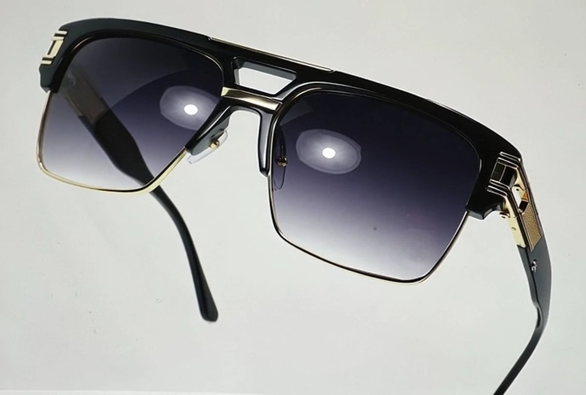 Designer Men Sunglasses Fashion Square Gold Hip Hop Model New Style Shades Blue