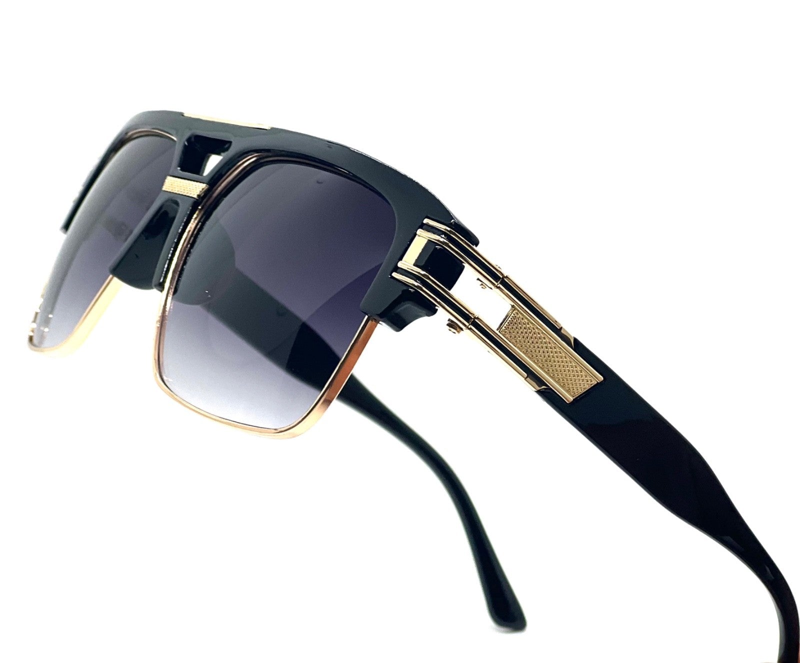 Designer Men Sunglasses Fashion Square Gold Hip Hop Model New Style Shades Blue