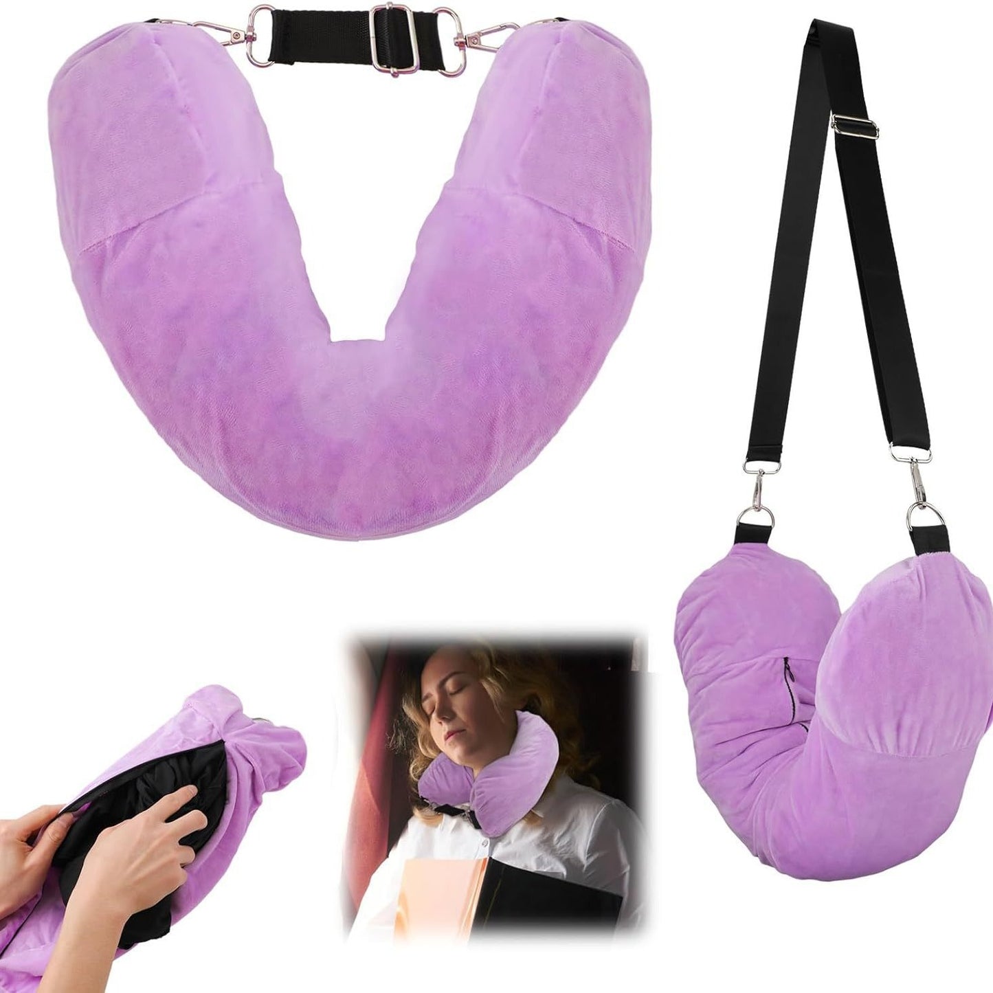 New Travel U-shaped Pillow Can Fill Clothes