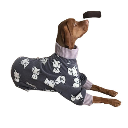 Dog Warm Clothes High Collar Printing Soft And Comfortable Pet Four-legged Clothing